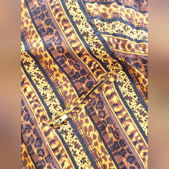 Vintage RARE Melrose Striped Animal Safari Print Zip up Blazer Jacket Leopard - Picture 7 of 10